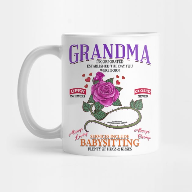 Grandma Inc Services Include Babysitting Funny Mothers Day Novelty Gift by Airbrush World